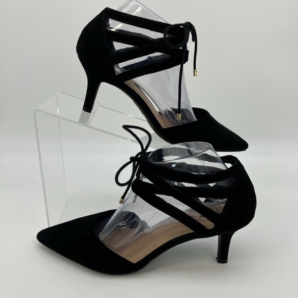 FIONI Clothing Shoes - Fioni Lace Up Pointed Toe Heel Pumps 9 Black Gothic Office Siren Gothic Glamor